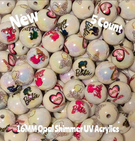 New 5 Count 16MM DIY Acrylic Beads Character Barbie Craft Supplies