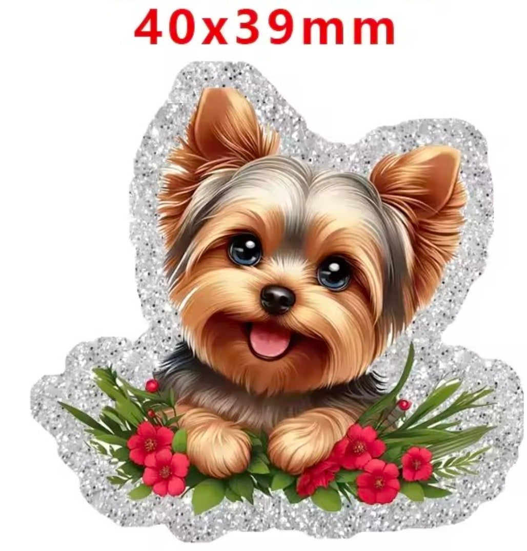 New 1 Count Glitter Acrylic Flatback Dog