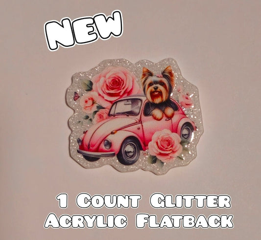 Glitter Acrylic Flatback- Acrylic Planer Resin Charm- Dog