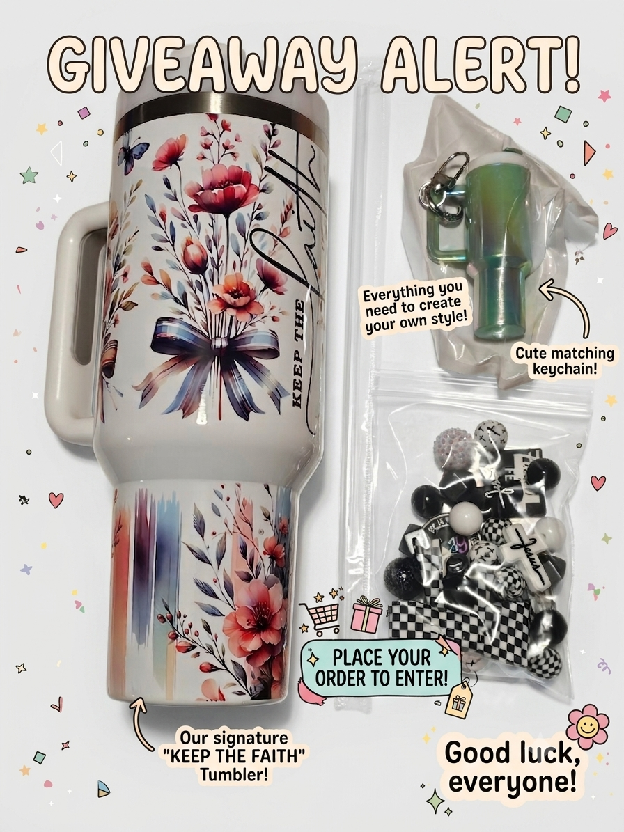Giveaway Day! Must place a New order to qualify! Today 6-14-26 all orders placed will be entered to win this Tumbler bead bundle plus $20 Shop Credit. Winner will be announced via email and Facebook. Do not purchase this listing. Announcement Only!