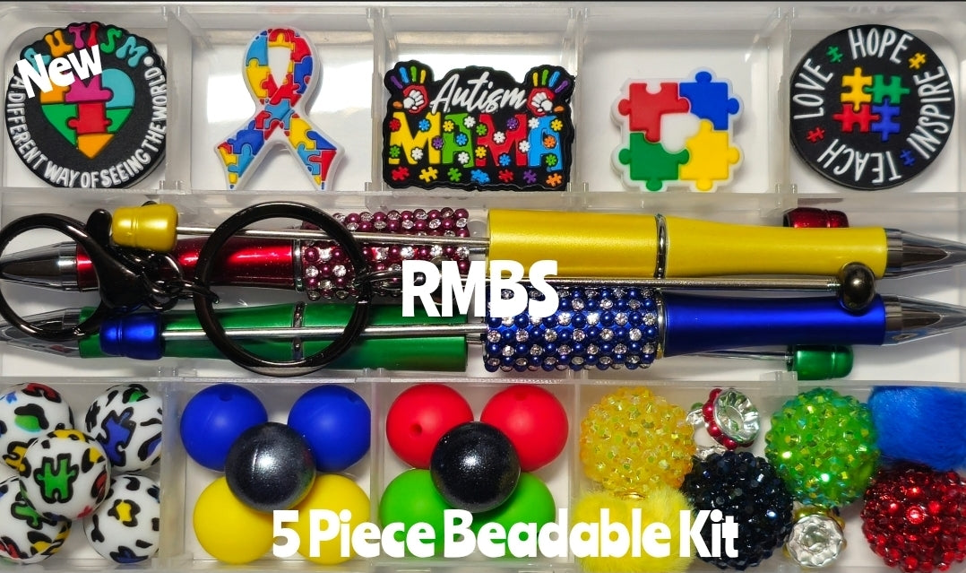 Autism Awareness Beabable kit  CONTAINER INCLUDED
