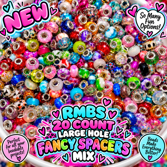 20 Count Fancy Large Hole 14mm Acrylic Spacer Beads