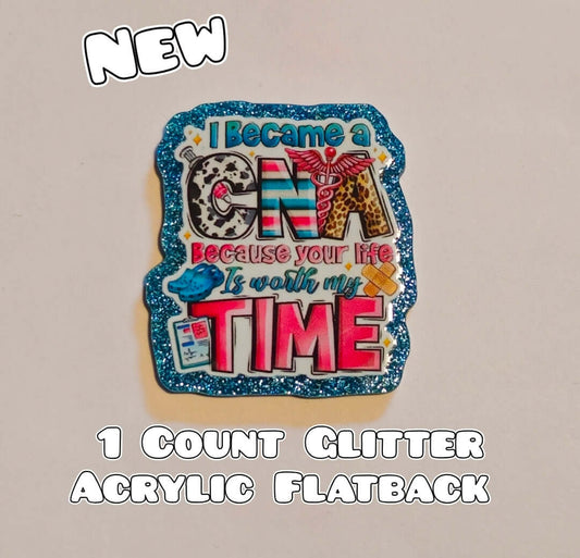 Glitter Acrylic Flatback- Acrylic Planer Resin Charm- Medical CNA