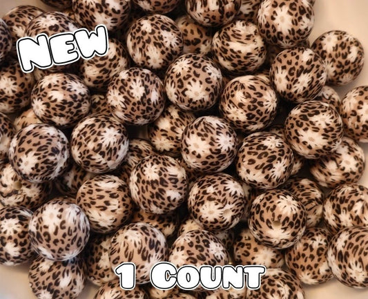 New 1 Count DIY Silicone Beads 15mm printed Cheetah Daisy's