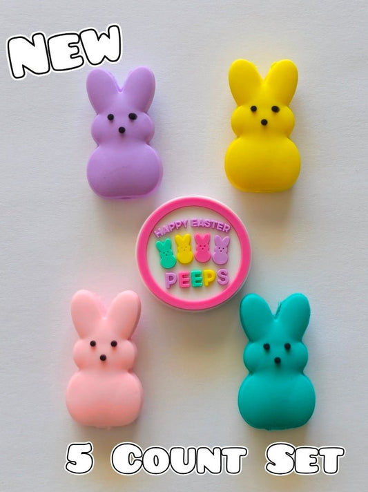 New 5 Piece Peeps Easter Focal Bead Set