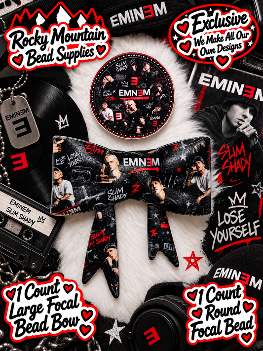 New Shop Exclusive 1 Count Large Silicone Bow 1 Count Focal Bead Round Eminem
