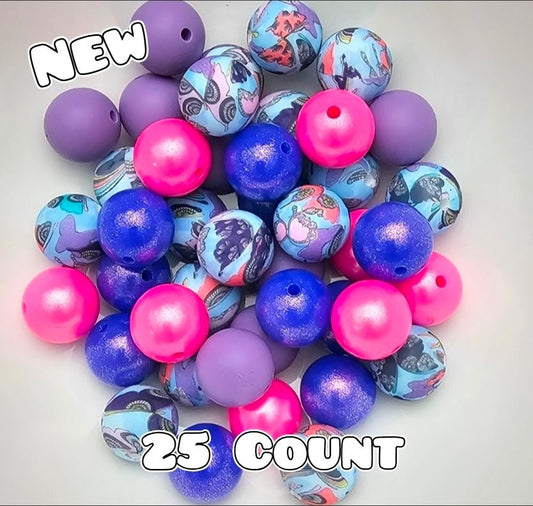 25 Count Silicone Bead Mix Opal Butterfly