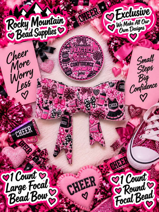 New Shop Exclusive 1 Count Large Silicone Bow 1 Count Focal Bead Round Cheerleader