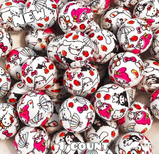 New 1 Count DIY Silicone Beads 15mm printed Character