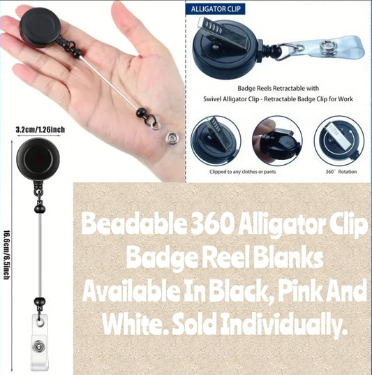 1 Count Beadable 360 rotating badge reel beadable blanks