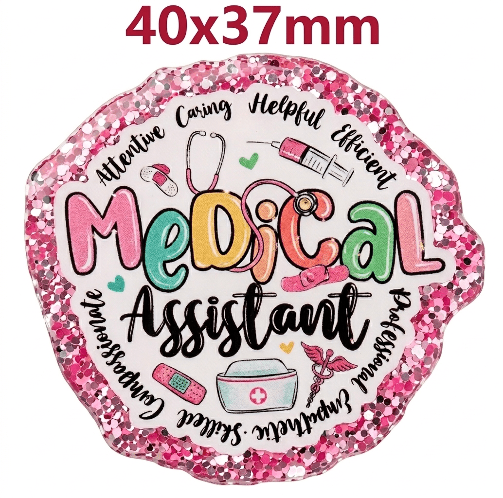 Glitter Acrylic Flatback- Acrylic Planer Resin Charm Medical