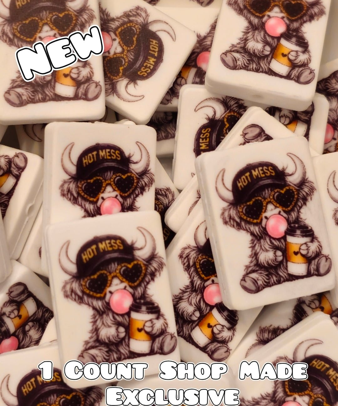 New 1 Count Focal Bead Hot Mess Cow