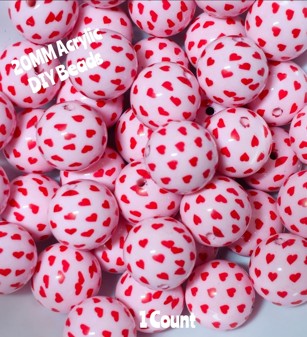 1 Count 20MM DIY Acrylic Beads Mini Hearts Craft Supplies