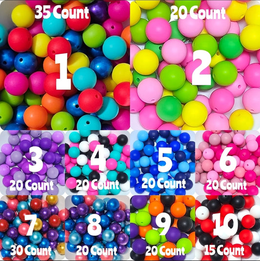15mm DIY Silicone Beads Solids Mixed Colors Craft Supplies