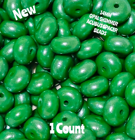 New 1 Count Christmas Green 14MM Silicone OPAL Acubus Spacer Beads Craft Supplies