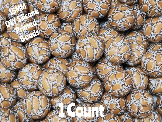 New 1 Count 15mm Printed Football beads