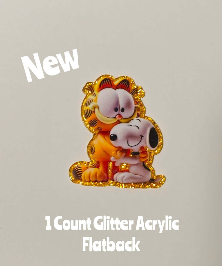 New 1 Count Glitter Acrylic Flatback Garfield Snoopy