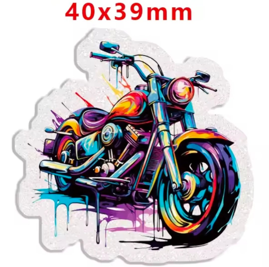 Glitter Acrylic Flatback- Acrylic Planer Resin Charm Motorcycle