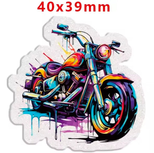 Glitter Acrylic Flatback- Acrylic Planer Resin Charm Motorcycle