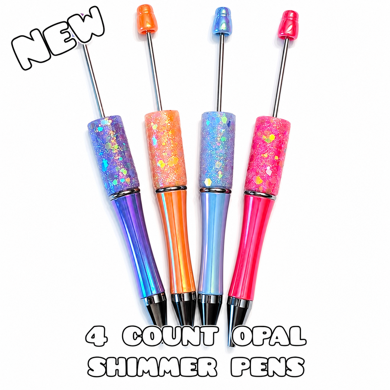 4 Count Custom Opal Shimmer Beadable Pen Set Mix