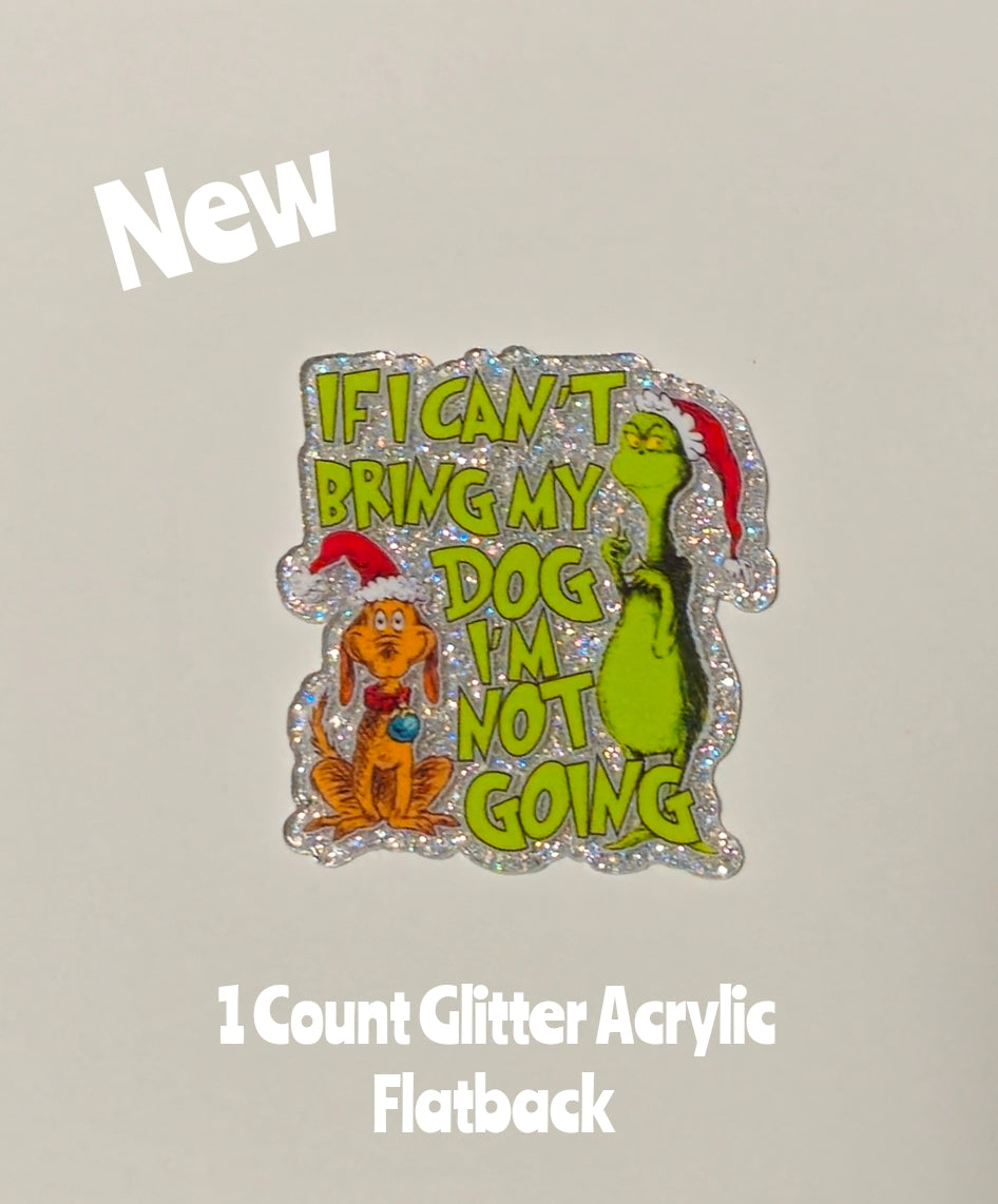 New 1 Count Glitter Acrylic Flatback Grinch