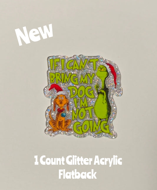 New 1 Count Glitter Acrylic Flatback Grinch