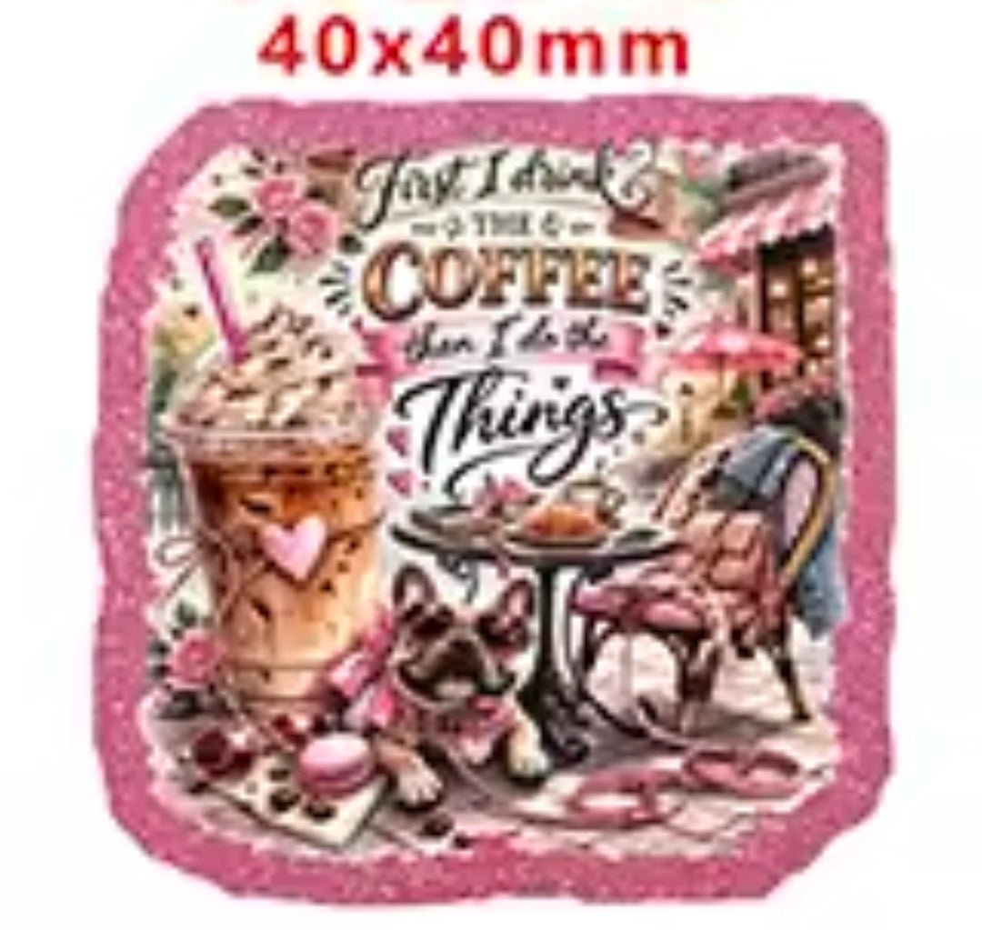 Glitter Acrylic Flatback- Acrylic Planer Resin Charm Coffee