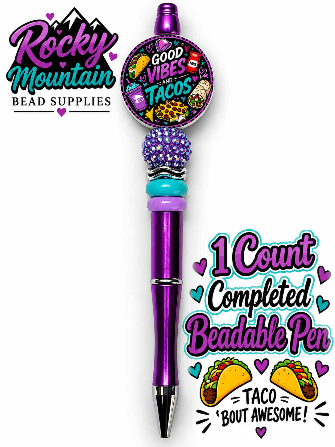 New 1 Count Completed Beadable Pen Exclusive Design  Wholesale