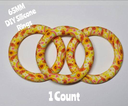 1 Count DIY 65MM Silicone Rings Craft Supplies Beadable Blanks Sunflowers Butterfly