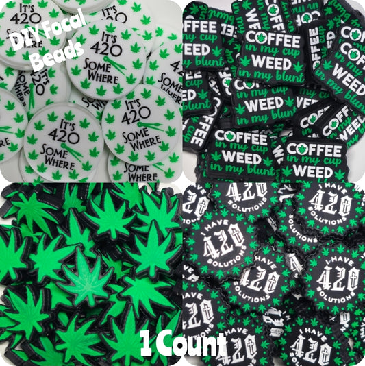 DIY Focal Bead 1 Count Craft Supplies 420 Pot Leafs Marijuana