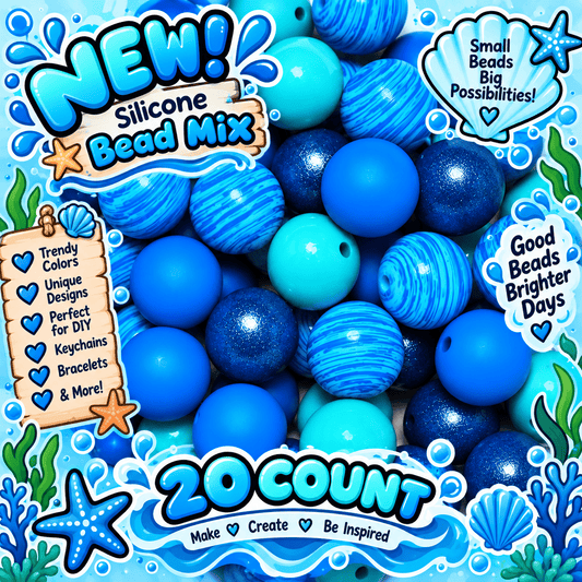 New 15mm  Cosmic Waves SILICONE Bead Mix 20 count. DIY Bead Craft Supplies