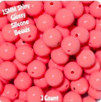 15mm DIY Silicone Beads Glossy Shiny Solids 1 Count PEACH