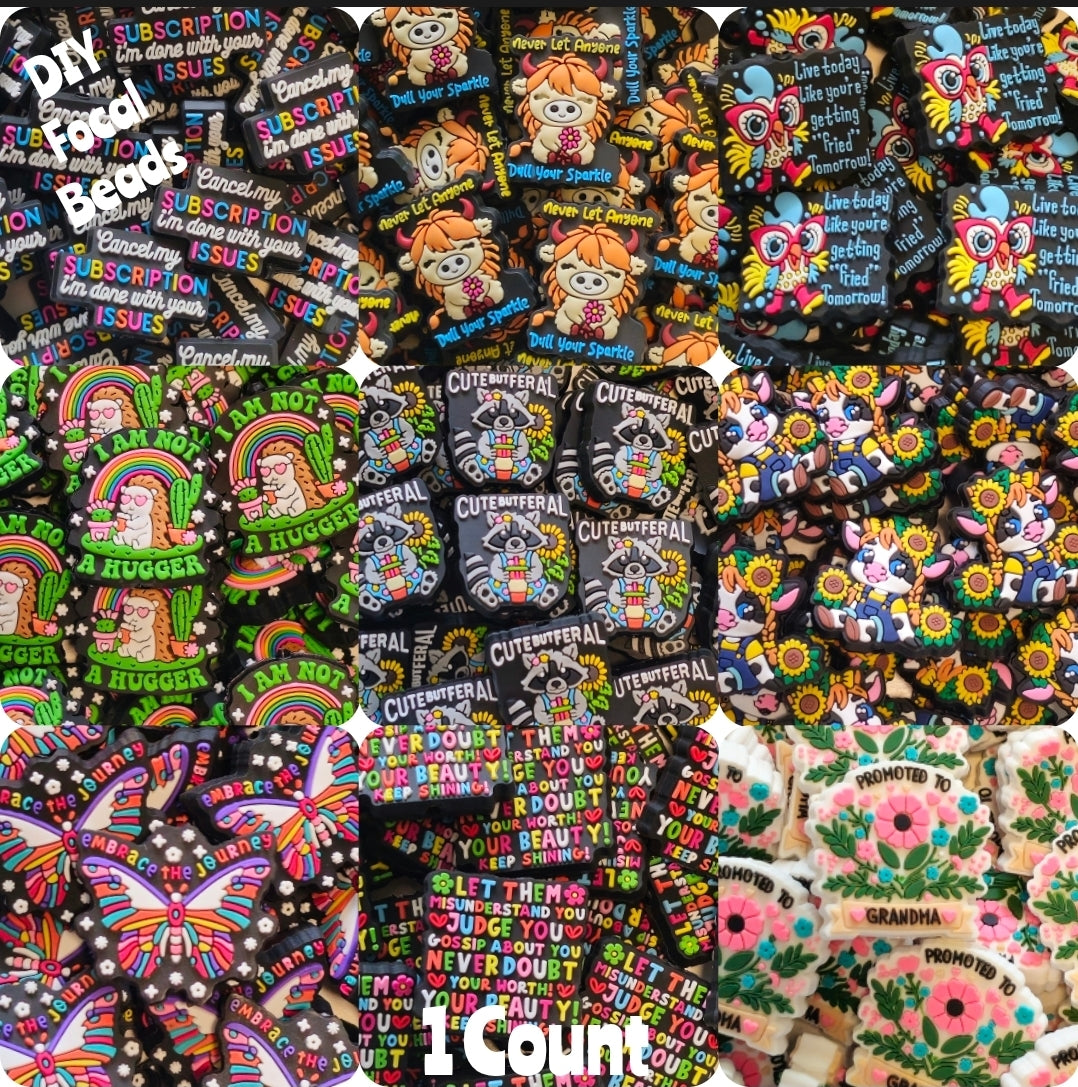 DIY Focal Bead 1 Count Craft Supplies Sassy Inspirational Words Cows Butterfly Mom Beads Charms