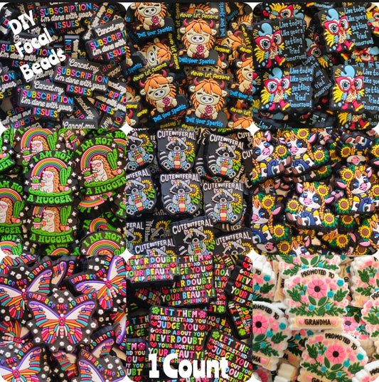 DIY Focal Bead 1 Count Craft Supplies Sassy Inspirational Words Cows Butterfly Mom Beads Charms