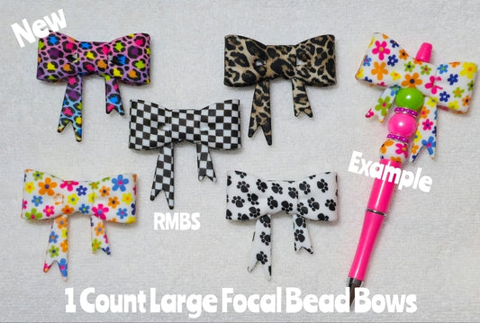 New Viral Silicone Large Printed Bows DIY Focal Bead 1 Count Craft Supplies