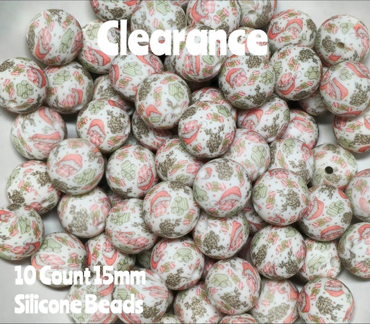 (10 Count) DIY 15MM Silicone Printed Beads Bead Supplies Christmas Paws 🐾 Makes them around .17 cents each