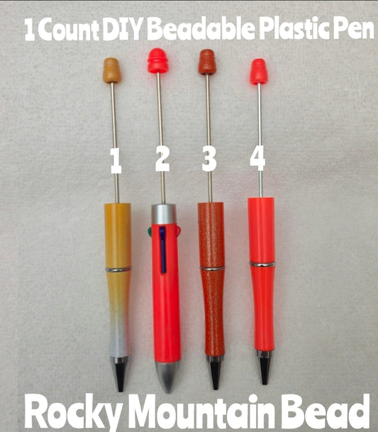 1 Count Beadable Pens DIY ORANGE Beadable Blanks Craft Supplies