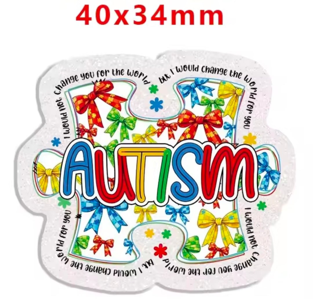 Glitter Acrylic Flatback- Acrylic Planer Resin Charm Autism