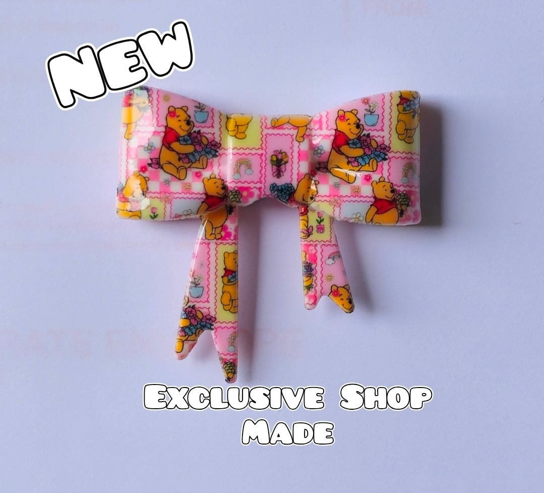 1 Count Character Pooh Bear Large Silicone Bow Bead GLOSSY SHINY FINISH- Exclusive New Release