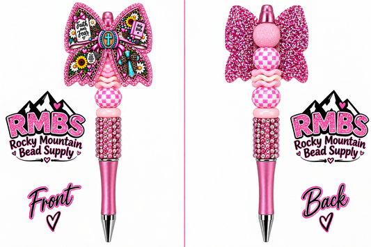 New 1 Count Completed Beadable Pen Exclusive Design Wholesale Religious Faith over Fear Acrylic Flatback Pen