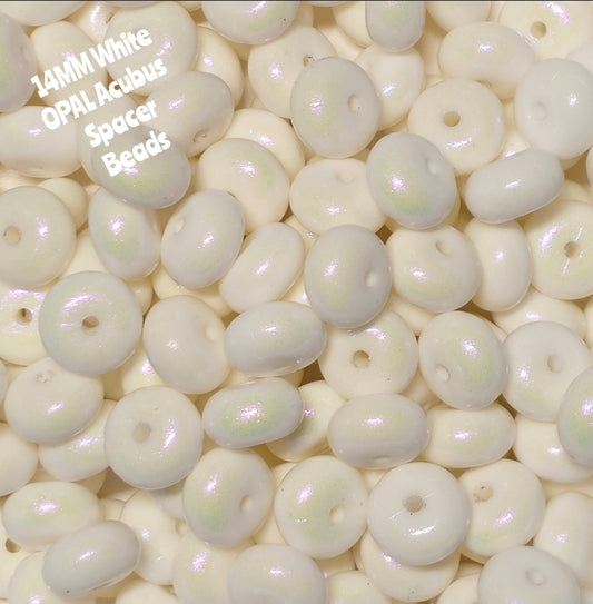 1 Count DIY 14 MM WHITE Silicone OPAL Acubus Spacer Beads Craft Supplies