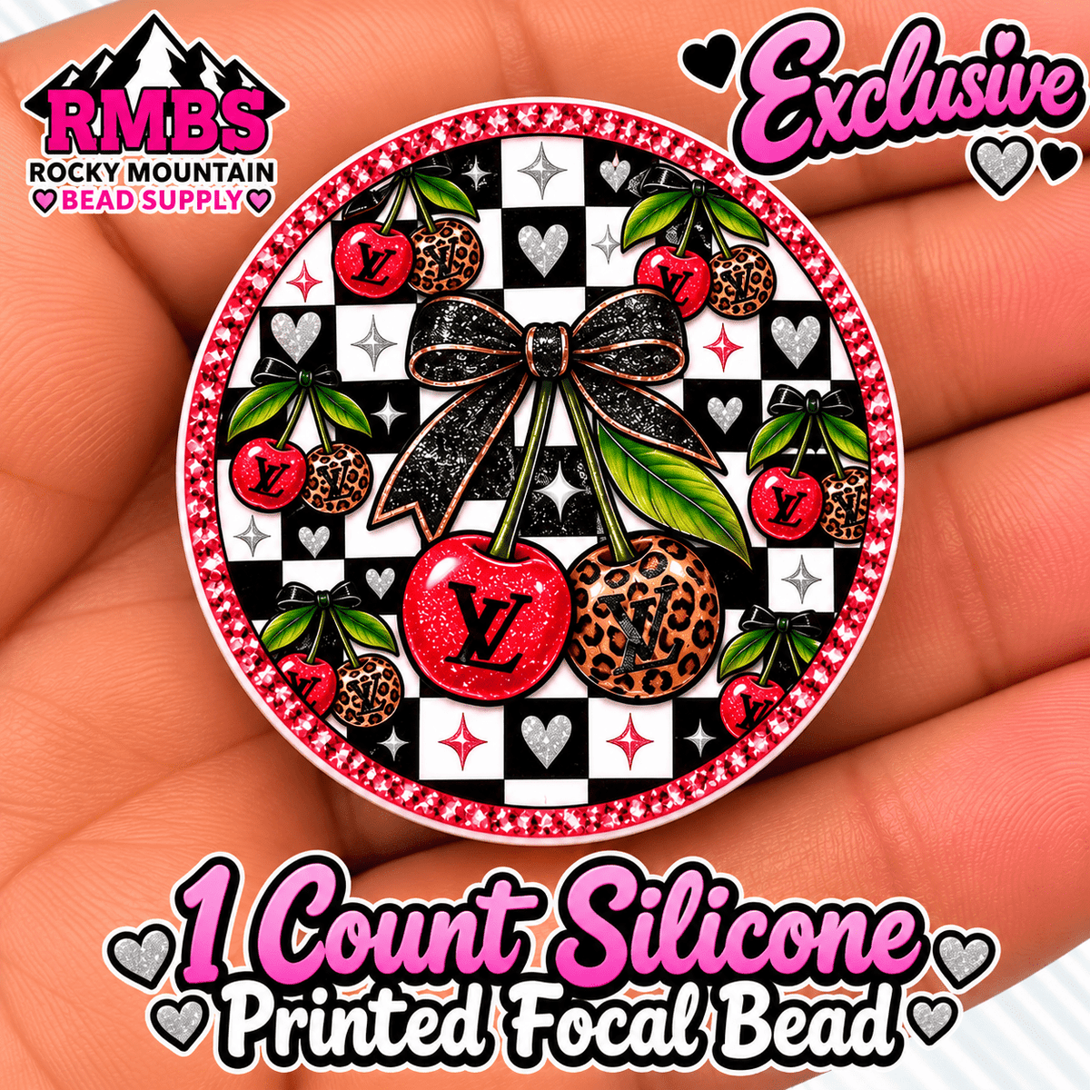 Exclusive 1 count PRINTED Silicone Focal Bead LV