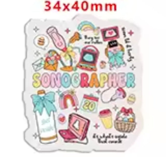 Glitter Acrylic Flatback- Acrylic Planer Resin Charm- Medical Sonographer