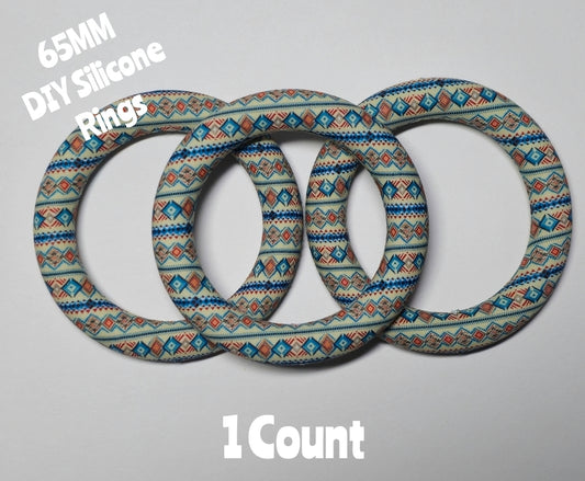 1 Count DIY 65MM Silicone Rings Craft Supplies Beadable Blanks Country Western Tribal Aztec