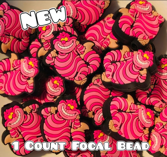 1 Count Focal Bead Character Cheshire Cat Pink
