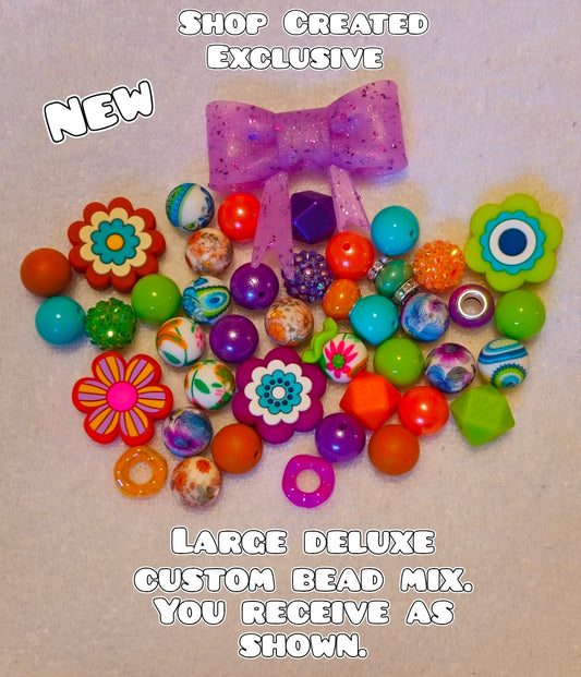 Deluxe Large Silicone & Acrylic Bead Mix Flowers Bows