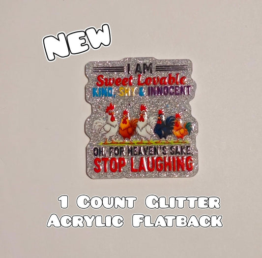 Glitter Acrylic Flatback- Acrylic Planer Resin Charm- Chicken