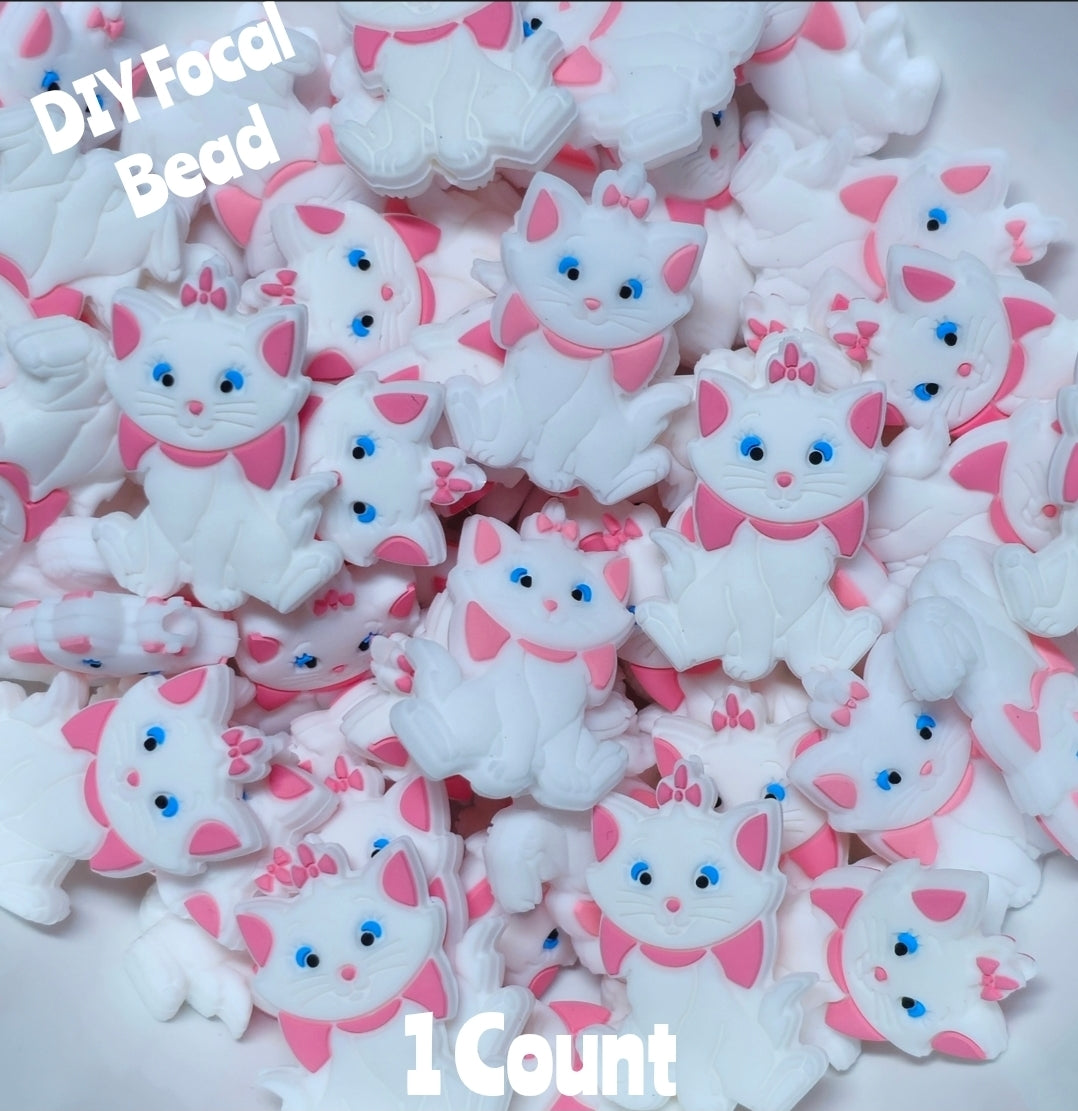 DIY Focal Bead 1 Count Craft Supplies Character Marie White Cat