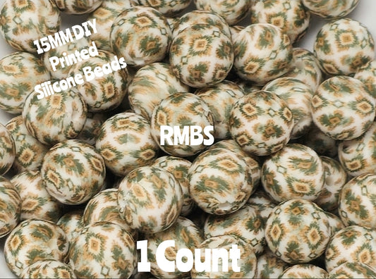 New 1 Count 15mm Printed Beads Country Western Fall Aztec DIY beads Craft Supplies