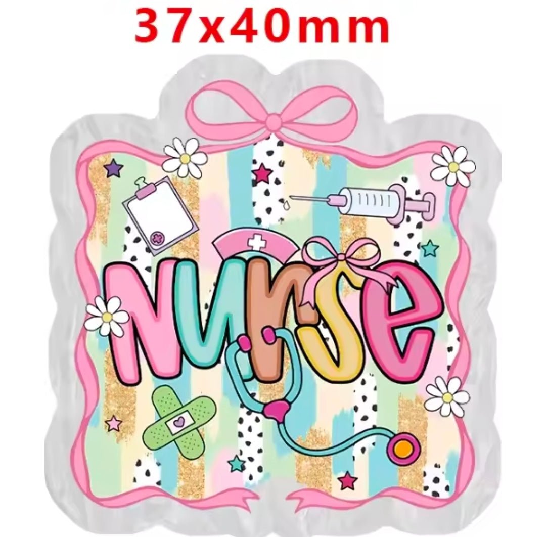 Glitter Acrylic Flatback- Acrylic Planer Resin Charm Medical Nurse